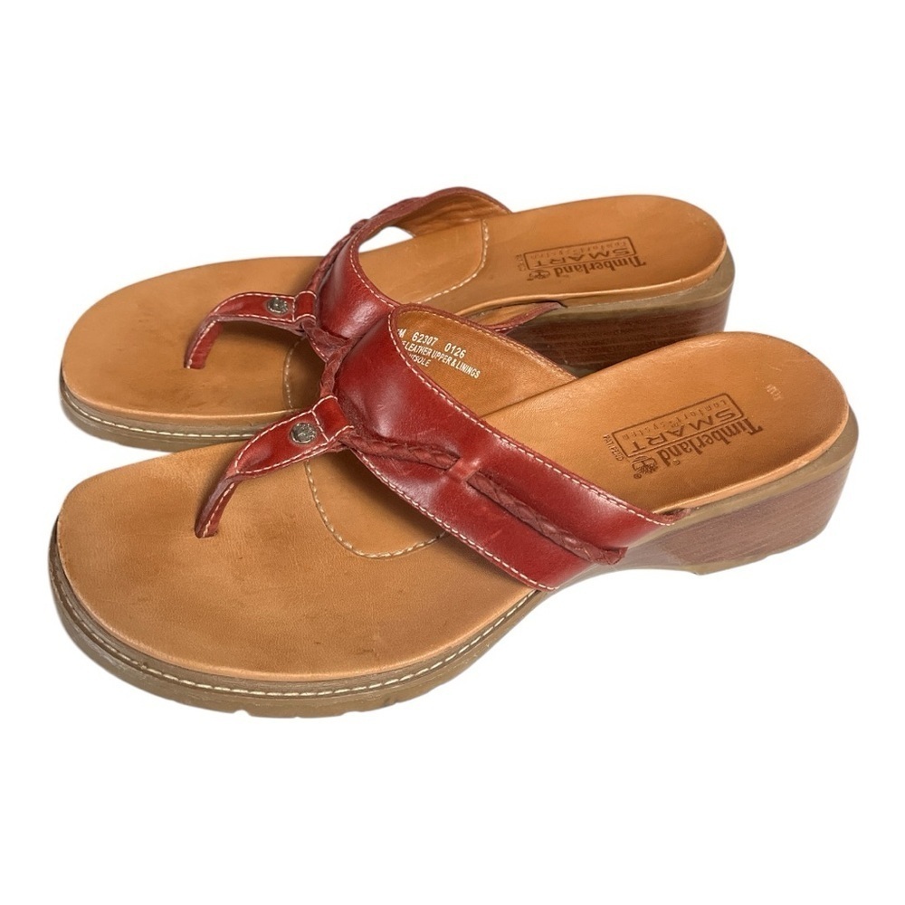 Timberland Smart Comfort Women's Leather Red and Brown Sandals - Picture 2 of 5